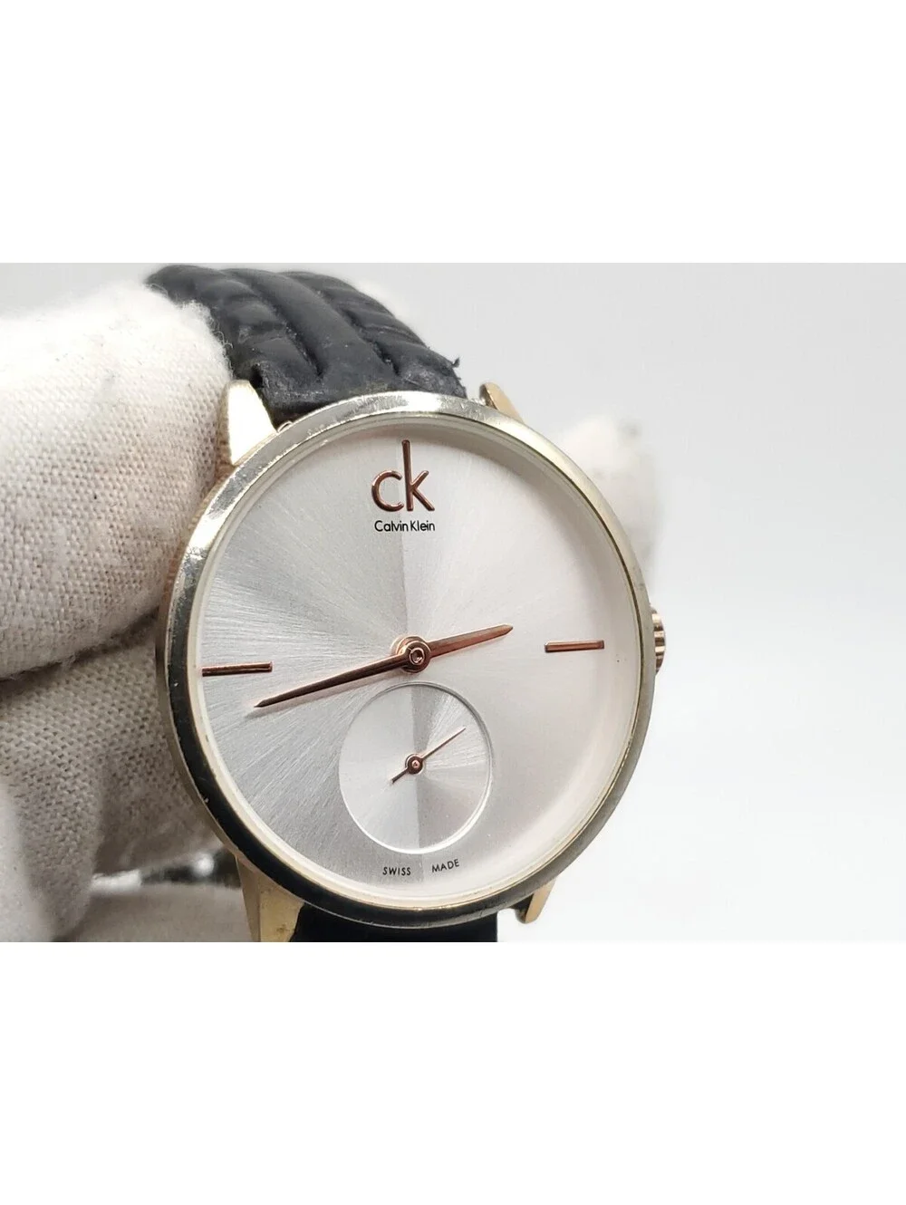 Calvin Klein 1090 Small Seconds Watch Women 32mm Silver Dial New Battery